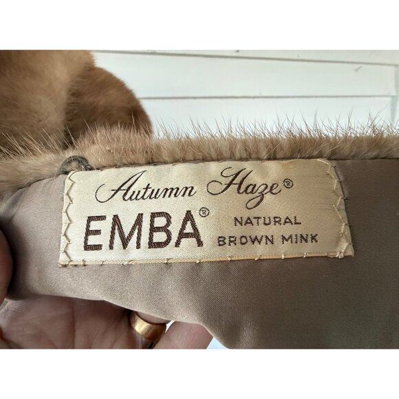 Vintage 50's Brown Mink Stole Capelet With front Pockets - Picture 5 of 16